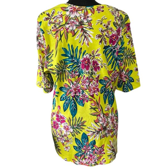 floral boatneck 3/4 sleeve top - Picture 4 of 5